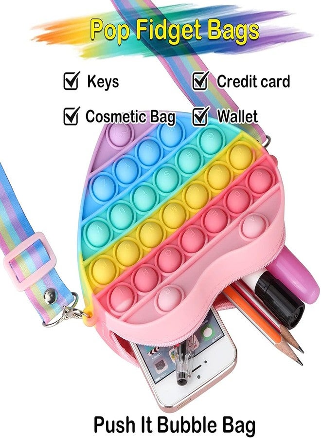 Mahi Enterprise Heart Pop Shoulder Bag Fidget Purse for Girls, Push Bubble Crossbody Toy Bag for Stress Relief Play - Image 5